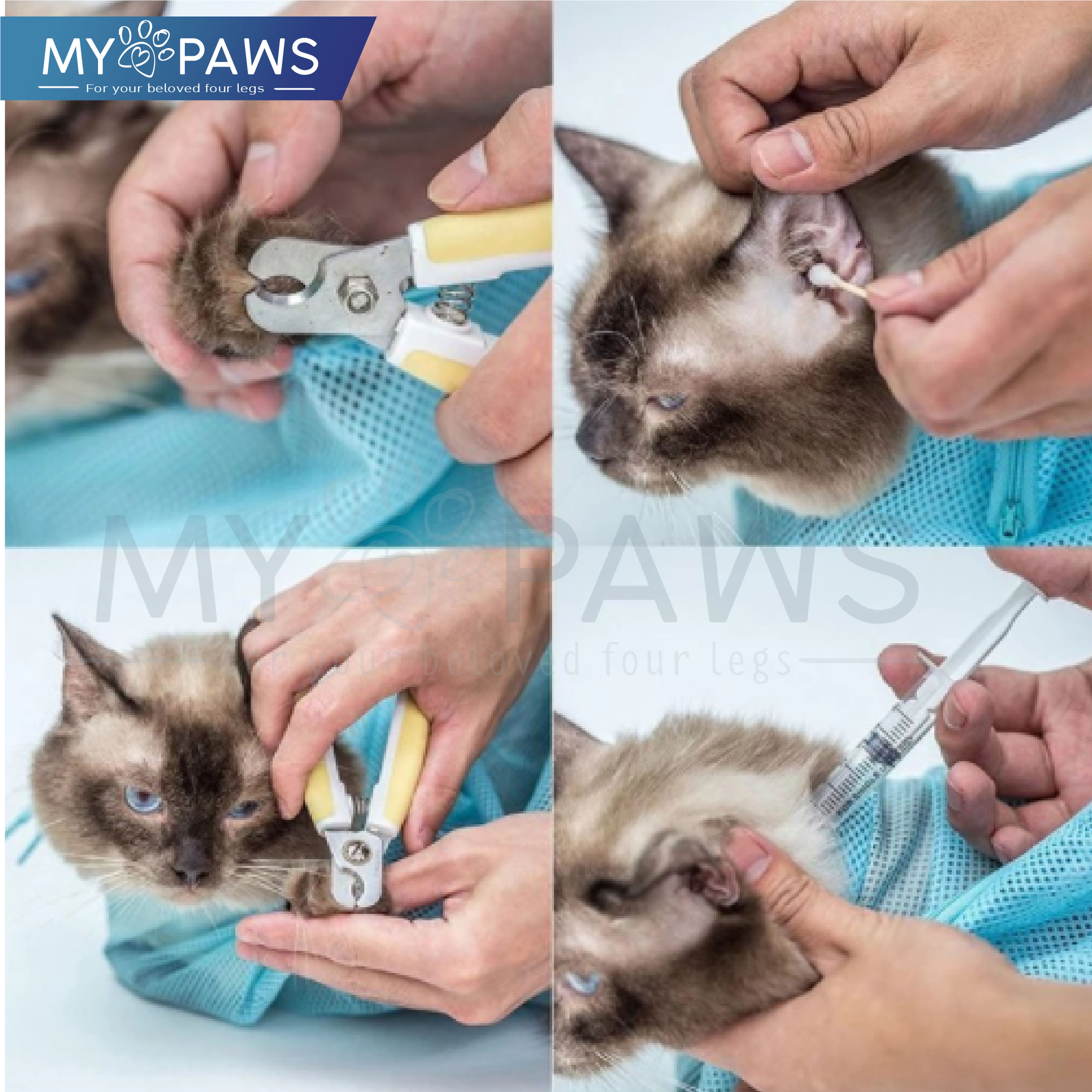 My Paws ถุงอาบน้ำแมว ถุงตัดเล็บแมว ตาข่ายอาบน้ำแมว ถุงแมวนิ่ง