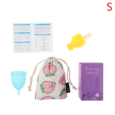 SHENG 1Set Soft Reusable Menstrual Discharge Silicone Menstrual Period Cup Valve Women (6)