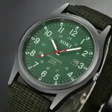 ภาพขนาดย่อของสินค้าCOD&สินค้าพร้อมส่ง ผู้ชาย ทหาร กองทัพ ผ้าใบ ปฏิทิน แอนะล็อก ควอตซ์ กีฬา นาฬิกาข้อมือ