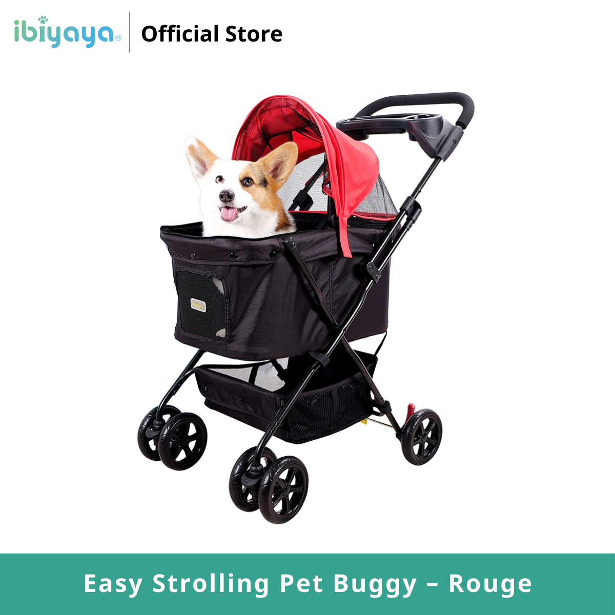 Ibiyaya Easy Strolling Pet Buggy – Rouge รถเข็นสุนัข รับน้ำหนักได้ 20 Kg. ราคา 4,800 บาท*ส่งฟรี