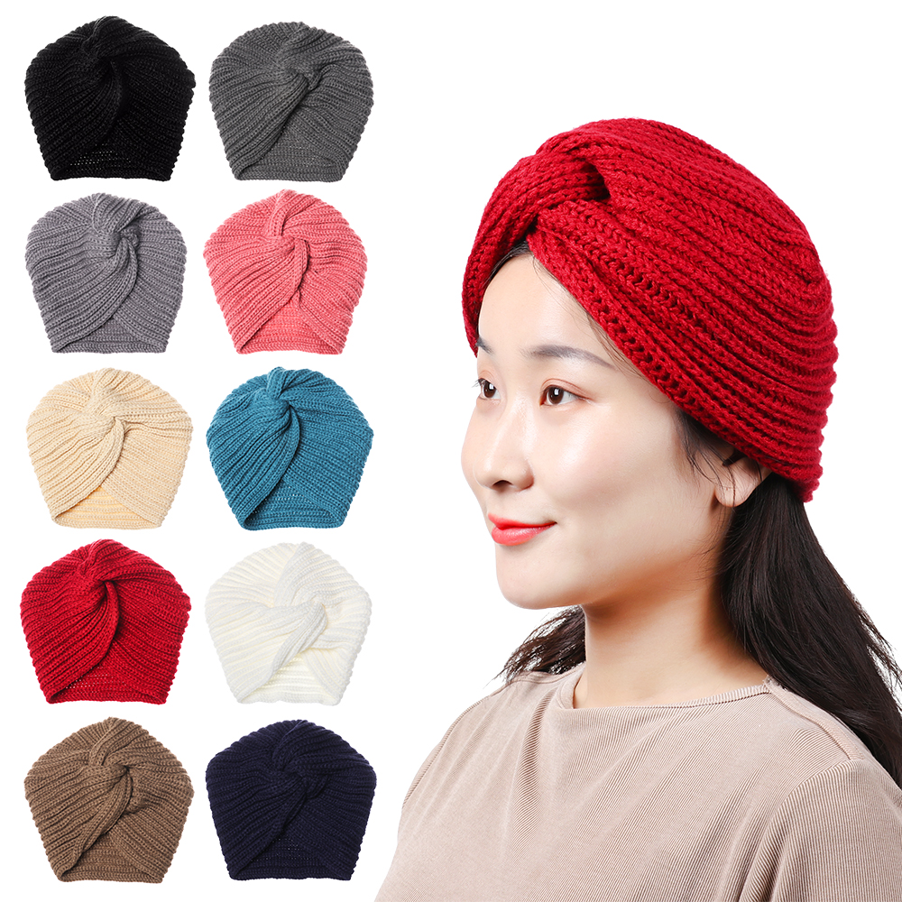 SIKOU30 Girls Knitted Hair Accessories Croceht Beanies Ladies Turban Twist Headwrap Hat Head Wrap Caps Women Felt Hat