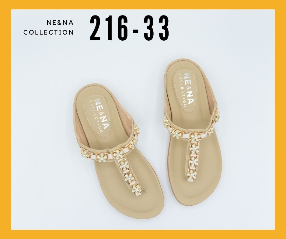 รองเท้าเเฟชั่นผู้หญิงเเบบเเตะหูหนีบส้นเตี้ย No. 216-33  NE&NA Collection Shoes