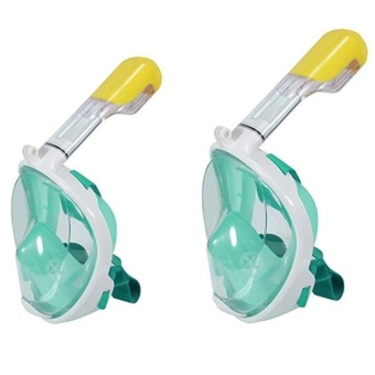 2561 Backpack4U น้ากากดำน้ำด้วยท่อหายใจ หน้ากากดำน้ำตื้น Super Snorkel แบบมีฐานติดกล้อง Gopro รุ่น DP01N ( สีเขียว ) 2 ชิ้น ขนาด S/M และ L/XL