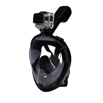 ราคา Bag7 DD snorke หน้ากากดำน้ำ ไม่ต้องคาบท่อหายใจ แบบมีฐานติดกล้อง Gopro รุ่น DP01N (สีดำ)