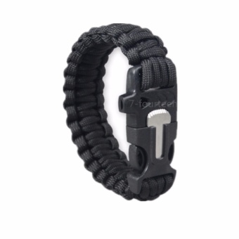 ราคา Crvid สายรัดข้อมือ เอาตัวรอด เชือกรัดข้อมือ สำหรับเดินป่า PARACORD พร้อมแท่งจุดไฟ+นกหวีด (black)