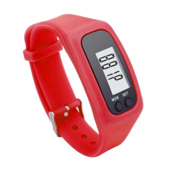 ประเทศไทย G2G นาฬิกาดิจิตอลสายรัดข้อมือหน้าจอ LCD สำหรับใส่วิ่งหรือเดิน สีแดง จำนวน 1 ชิ้น