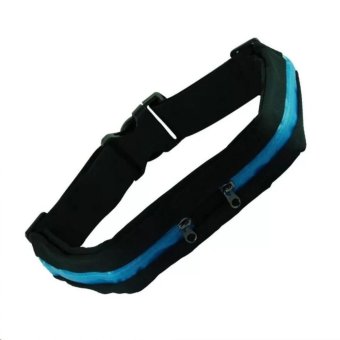 Itsara Sport Bag กระเป๋าคาดเอวใส่วิ่งออกกำลังกาย แบบ 2 ช่อง ( Blue )