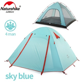 NatureHike 3 คนแคมป์ปิ้งเต็นท์คู่ชั้นอลูมิเนียมก้าน 3 ฤดูกลางแจ้งเดินป่าท่องเที่ยวเล่นเต็นท์ Rainproof NH15Z003-พี - นานาชาติ
