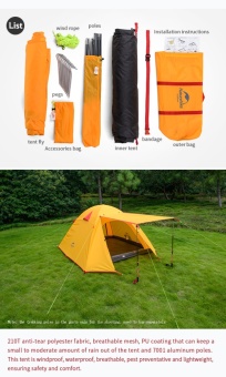 NatureHike 3 คนแคมป์ปิ้งเต็นท์คู่ชั้นอลูมิเนียมก้าน 3 ฤดูกลางแจ้งเดินป่าท่องเที่ยวเล่นเต็นท์ Rainproof NH15Z003-พี - นานาชาติ