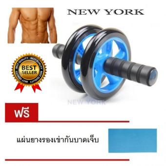 NEW YORK Six Pack ลูกกลิ้งบริหารหน้าท้อง ล้อกลิ้งเล่นกล้ามท้อง แบบล้อคู่ บริหารกล้ามท้อง No003 - Blue