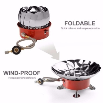 ประเทศไทย WINDPROOF CAMPING STOVE เตาแก๊สปิคนิคพร้อมที่กันลม เดินป่า/แคมป์ปิ้ง กันลม กันฝน ได้ แถม ซองใส่เตาแก๊ส 1 ใบ