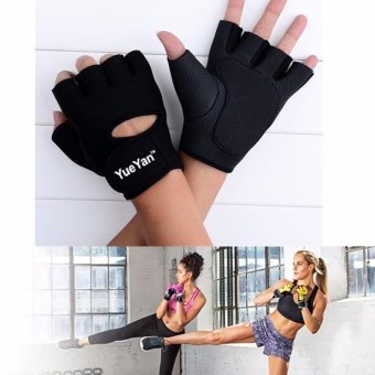 ประเทศไทย YUEYAN ถุงมือฟิตเนส ถุงมือออกกำลังกาย Fitness Glove Weight Lifting Gloves Black ( Int:S)