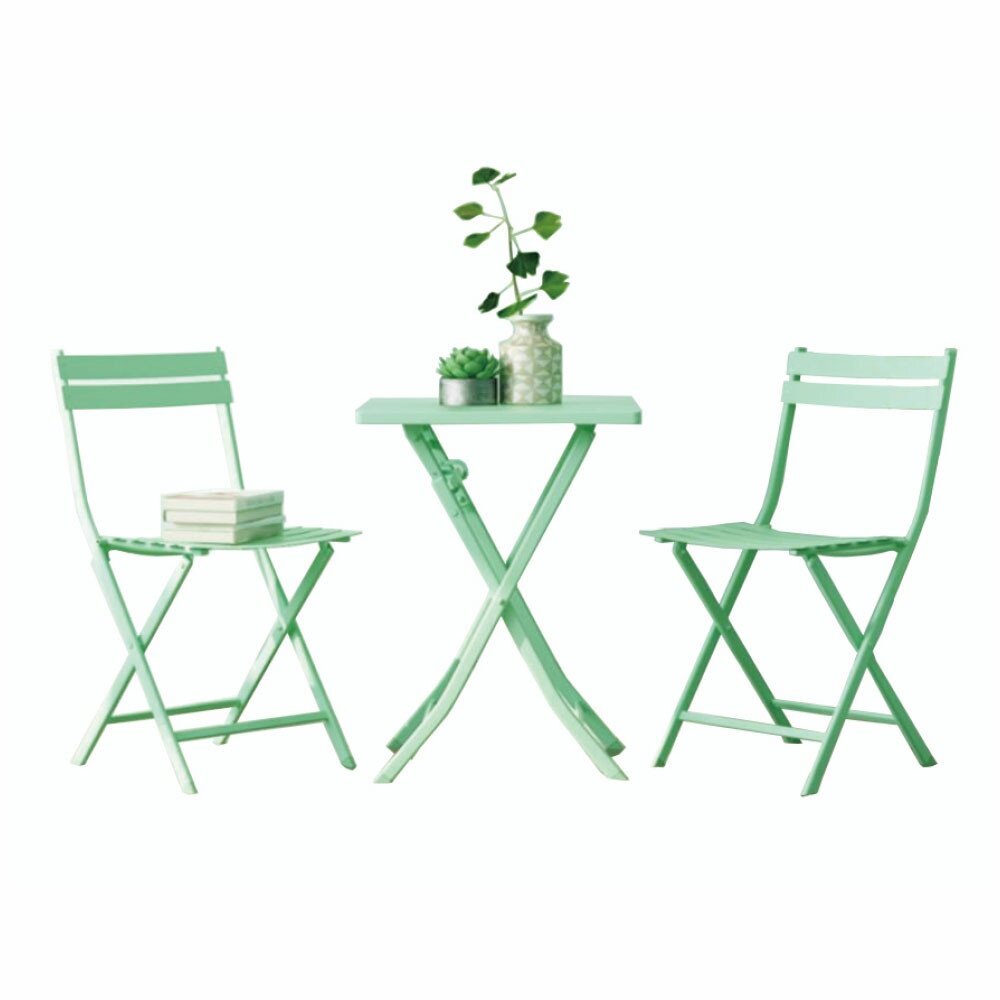 Global House SUMMER SET ชุดโต๊ะสนาม 2 ที่นั่ง รุ่น GREENERY โต๊ะ: 60x60x71ซม. เก้าอี้: 50x42x84 ซม. สีเขียวอ่อน รับประกันของเเท้ ราคา 2,988 บาท*ส่งฟรี