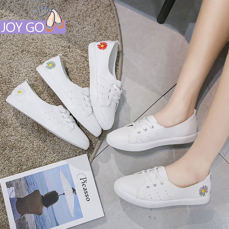 J&G ผู้หญิงใหม่ฉบับภาษาเกาหลีของป่าปากตื้นLace-Upรองเท้าสีขาว