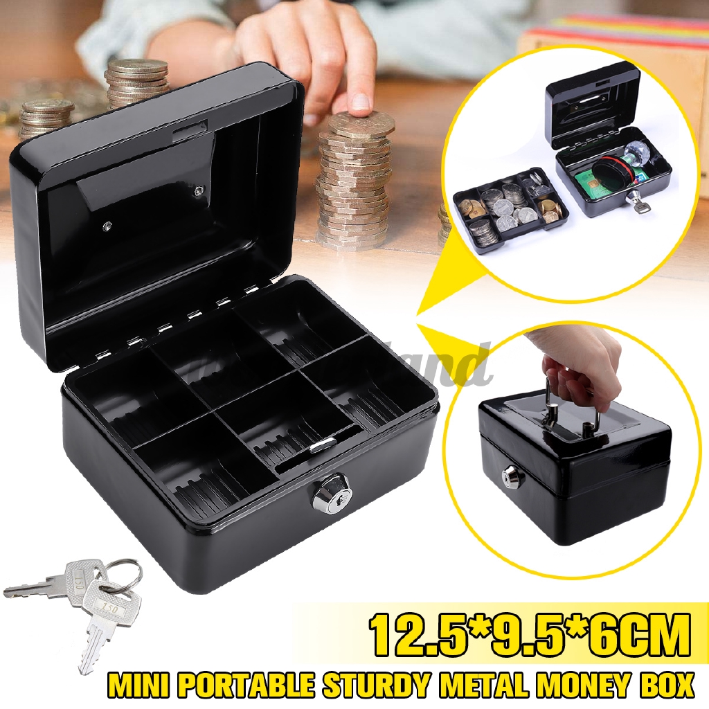 Mini Portable Sturdy Metal Money Cash with Coin Tray ty Cash