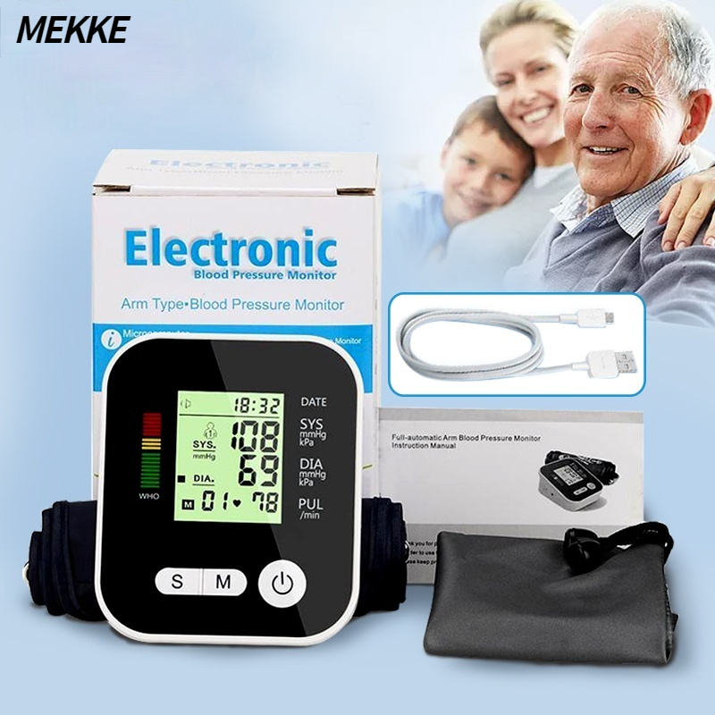 เครื่องวัดความดันโลหิตอัตโนมัติ เครื่องวัดความดันแบบพกพา หน้าจอดิจิตอล Blood Pressure Monitor
