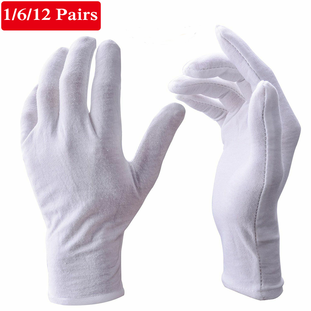 GVGSX9N New Jewelry Appreciation Gardening Etiquette Supplies Kitchen White Cotton Gloves Labor Protection Gloves Household Cleaning Materials