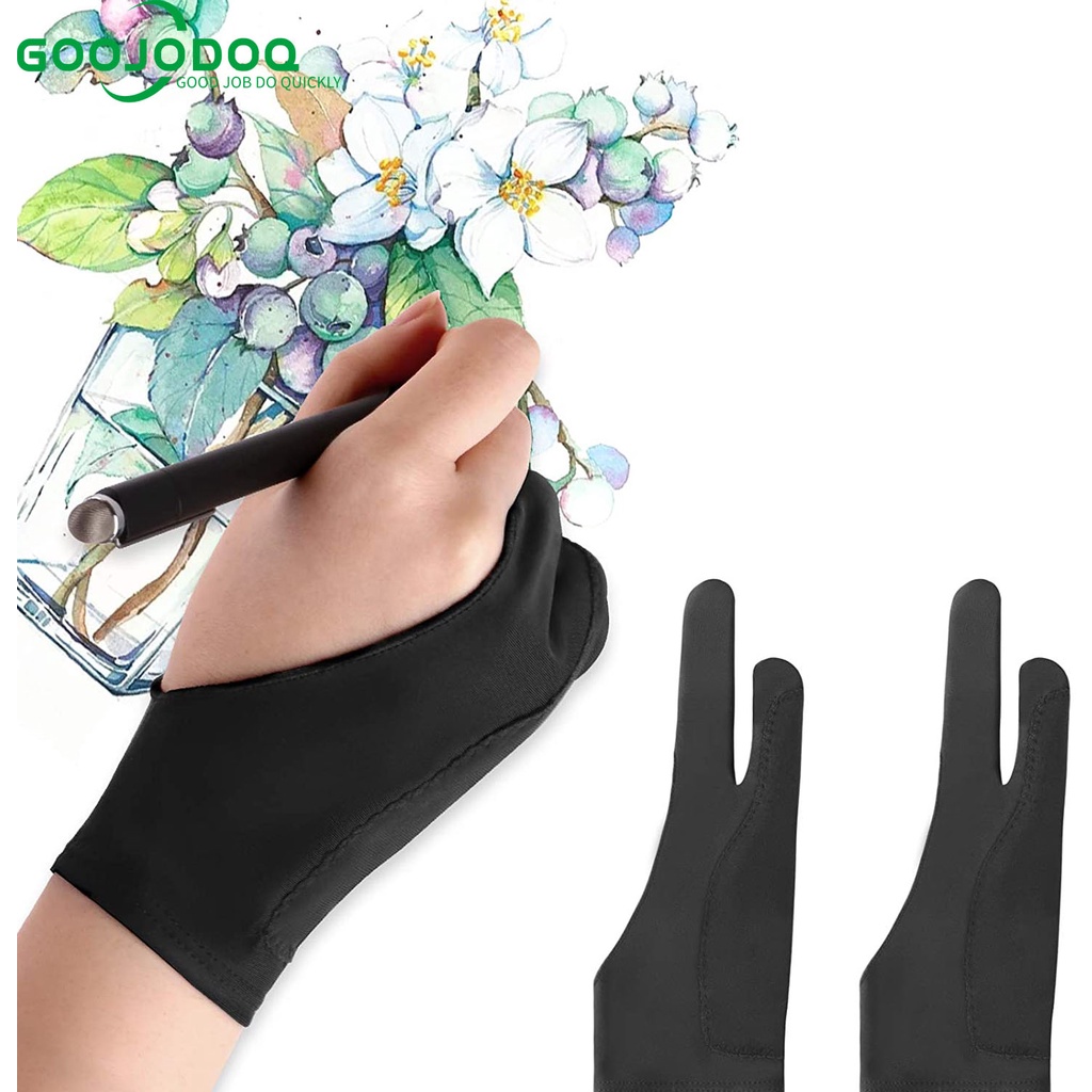 GOOJODOQ ????【ไทยแลนด์สปอต】ถุงมือวาดรูป ถุงมือสไตลัสป้องกันรอยเปื้อน ถุงมือวาดสองนิ้ว