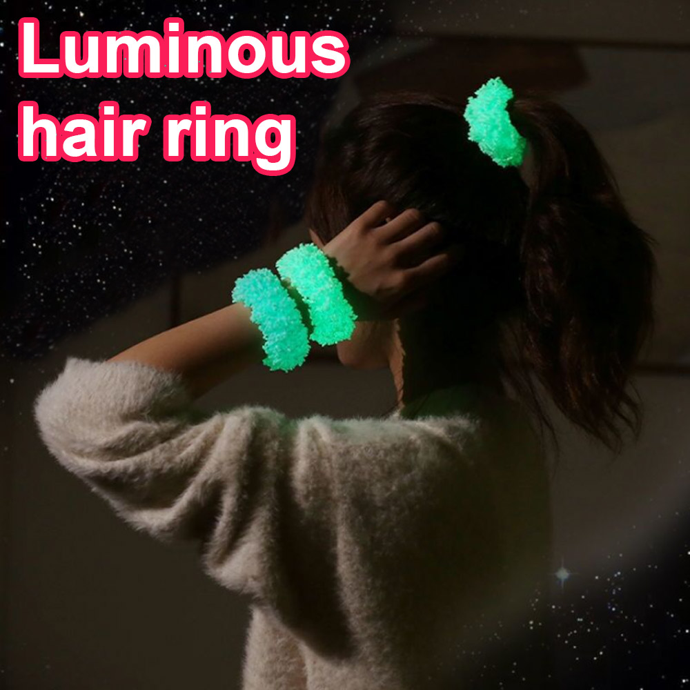 N33GVC3Q Unique Fashion Accessories Women Scrunchies Headwear Rubber Band Fluorescent Hair Rope Luminous Hair Bands