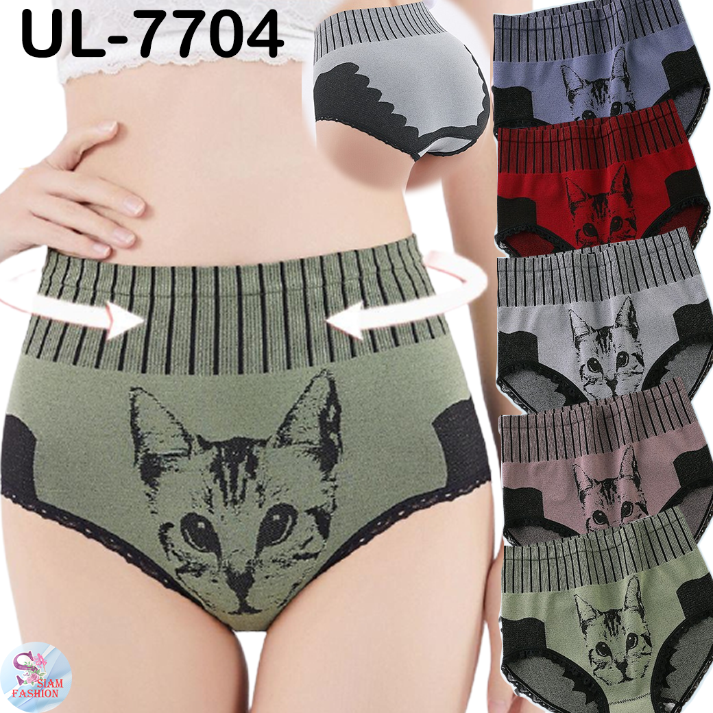 UL-7704 กางเกงในผู้หญิง กางเกงในลายแมว กางเกงในเก็บหน้าท้อง กางเกงใน กางเกงในกระชับหน้าท้อง ชุดชั้นใน กางเกงในเอวสูง