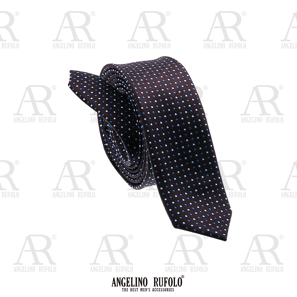 ANGELINO RUFOLO Necktie(เนคไท) ผ้าไหมทออิตาลี่คุณภาพเยี่ยม ดีไซน์ Dot Pattern สีเหลือง/สีเลือดหมู/สีน้ำตาล/สีฟ้า/สีม่วงเข้ม