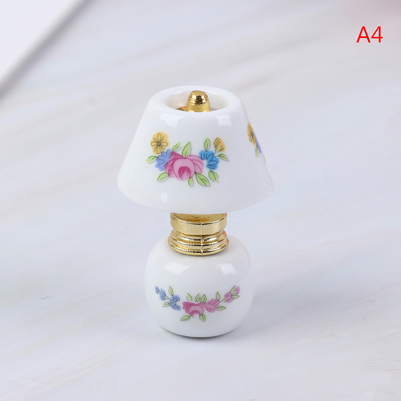 Nausicaa โคมไฟเซรามิกบ้านตุ๊กตาจิ๋วของเล่น Porcelain Miniature 1:12โคมไฟตั้งโต๊ะรุ่น