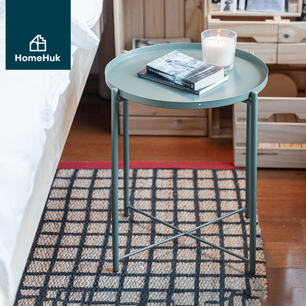 [มาใหม่] HomeHuk โต๊ะกลาง โต๊ะกาแฟ พร้อมถาดวาง ยกออกได้ 42x42x52cm โครงเหล็ก โต๊ะวางถาด โต๊ะข้างเตียง โต๊ะคาเฟ่ โต๊ะข้าง