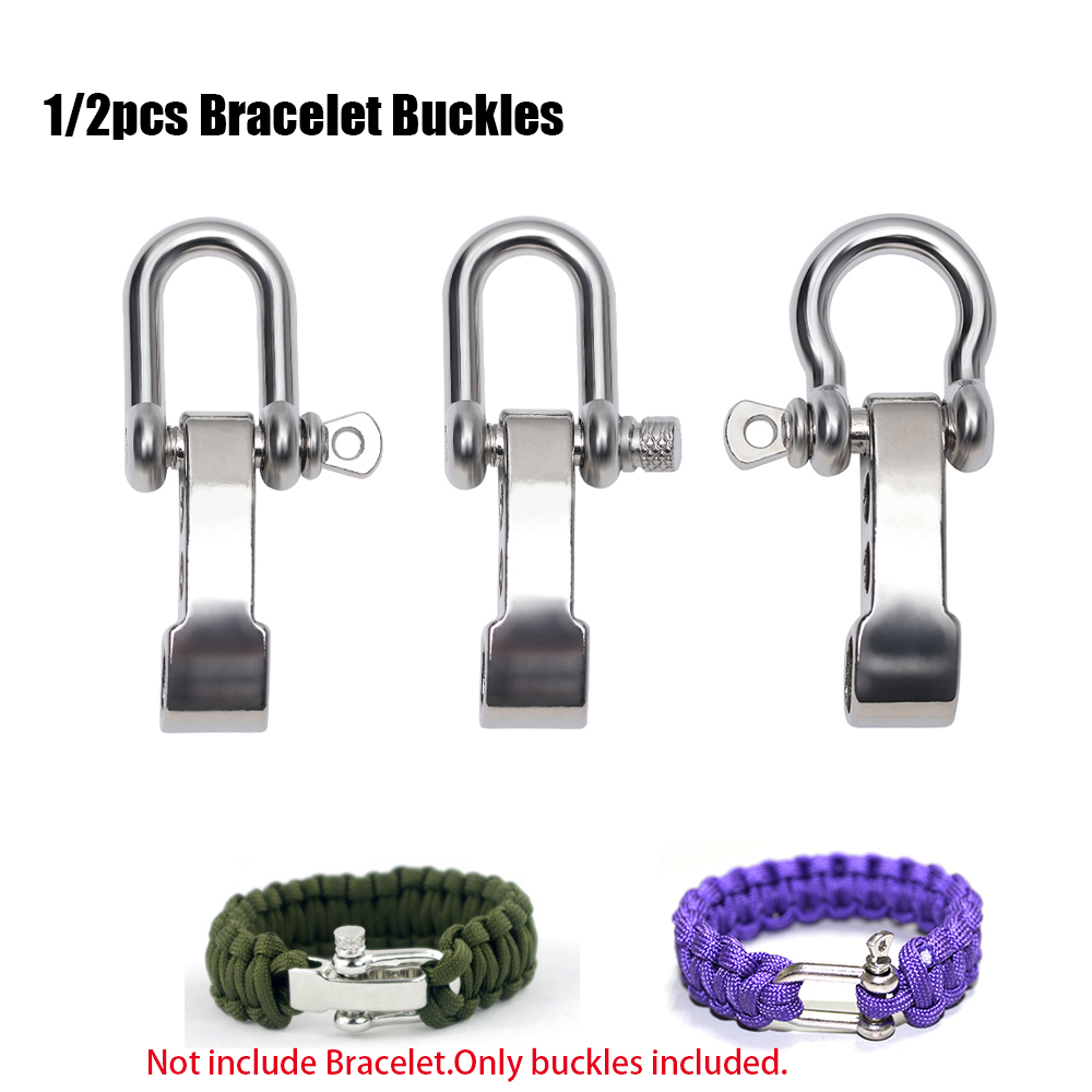 SQXRCH SHOP 1/2pcs High quality Anchor Screw Pin Stainless Steel Silver colors Survival Rope Paracords O-Shaped Bracelet Buckles U-Shaped Shackle Buckle Paracord Bracelets accessories