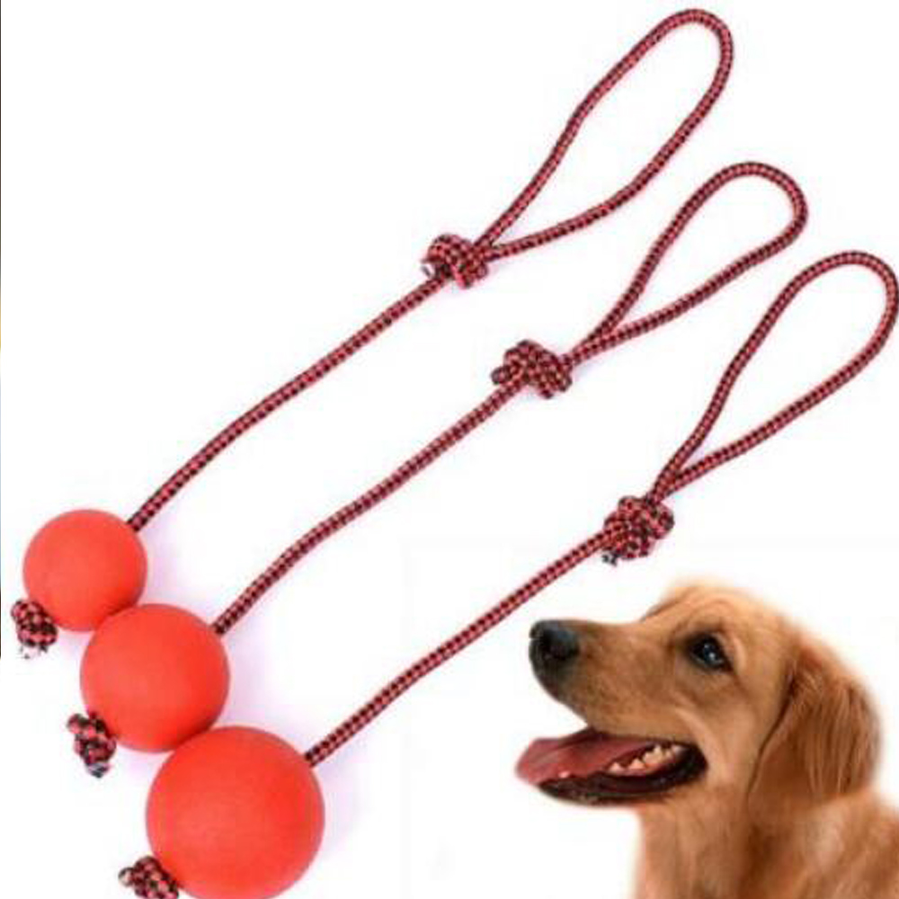 CAYCXT SHOP Bite Puppy Playing Rope Handle TEETH EXERCISE Pet Puppy Chew Toys Solid Rubber Ball Pet Puppy Toys Dog Chew Toy