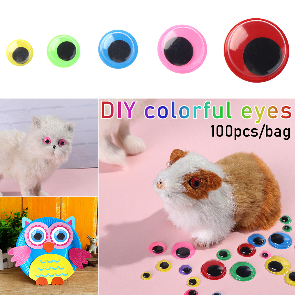 JIYAN2866 100ชิ้น/ถุง Handmade ที่มีสีสันพลาสติกตุ๊กตาสัตว์อะไหล่3D ตุ๊กตาอุปกรณ์เสริมตุ้กตาดีไอวายวัสดุ Plush Pet Eye Wiggling Moving Eyes