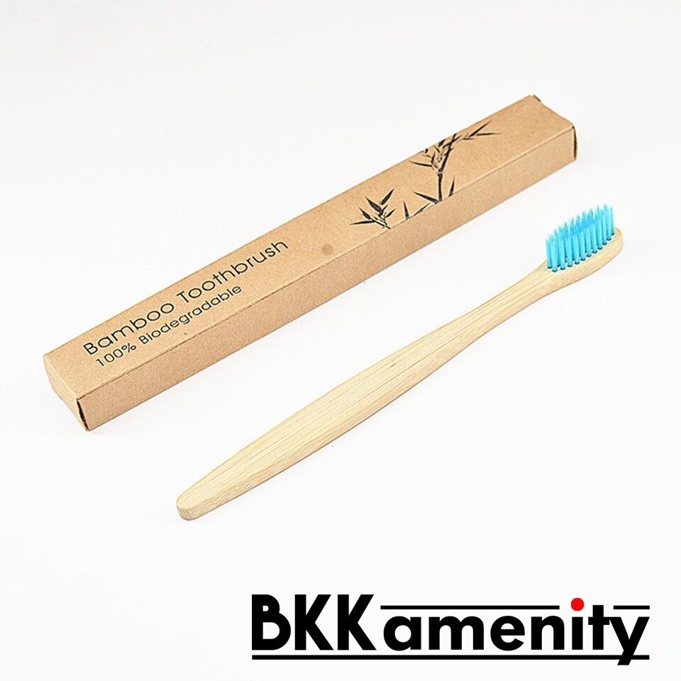 แปรงสีฟันไม้ไผ่ ธรรมชาติ 100% ปลายแบน Bamboo Tootbrush ( 1 ชิ้น)