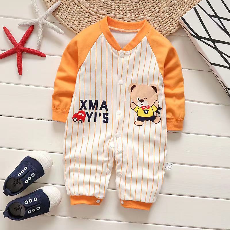 Babyonline(Y304)N5ขายาวกระดุมหน้ารุ่นA ชุดเด็กแรกเกิดการ์ตูนหมี เสื้อผ้าเด็กแรกเกิด บอดี้สูทเด็ก ชุดนอนเด็กอ่อน