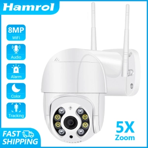 สินค้า Hamrol 1080P ติดตามอัตโนมัติ PTZ กล้อง Wifi Motion Detection สมาร์ทนาฬิกาปลุกไร้สายกล้องกันน้ำกลางแจ้ง2 Way Audio 4X Zoom Home Sec กล้องวงจรปิดกล้อง IP