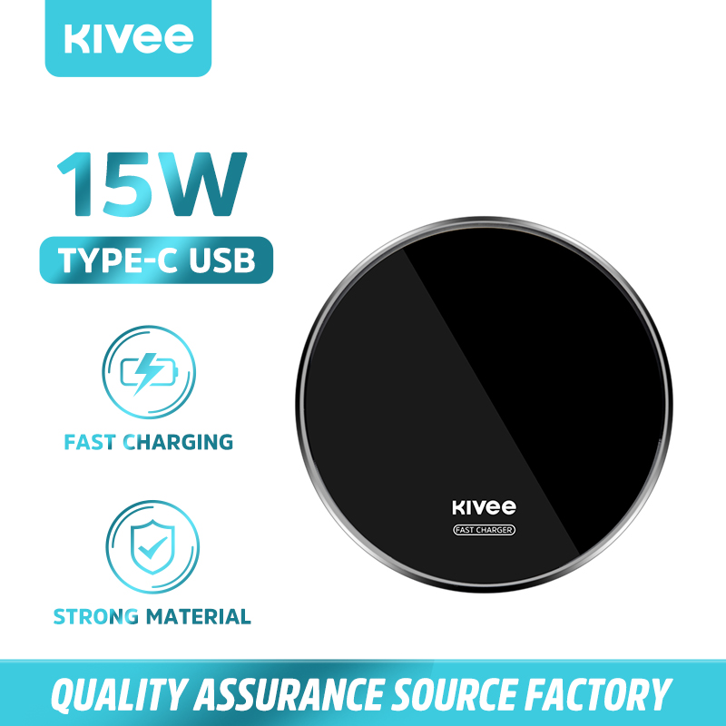 Kivee 15W เเท่นชาร์จไร้สาย ที่ชาร์จไร้สาย Wireless Charger อะแดปเตอร์ชาร์จเร็ว For iphone12/12Pro Max/11/11Pro/XS/Android /Xiaomi/huawei/Vivo/OPPO (KIVEE )