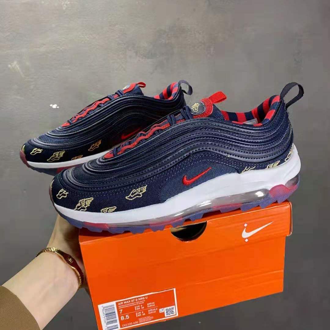 NikeNikeAIR MAX 97 รองเท้าผู้ชาย, รองเท้ากีฬากระสุน, เบาะอากาศยิ้ม, รองเท้าวิ่งลดแรงกระแทก CZ3574-130