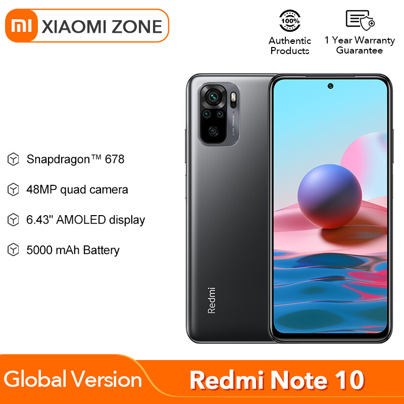 Global Version Xiaomi Redmi Note 10สมาร์ทโฟน Snapdragon 678ดิสเพลย์ AMOLED 48MP Quad กล้อง33W