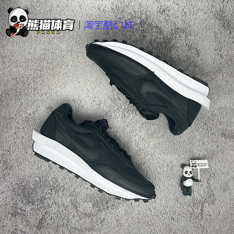 Nike LDV Sacaiข้อต่อ บริสุทธิ์สีดำและสีขาว Deconstruction จอภาพ ลำลอง รองเท้าวิ่ง BV0073-101/002