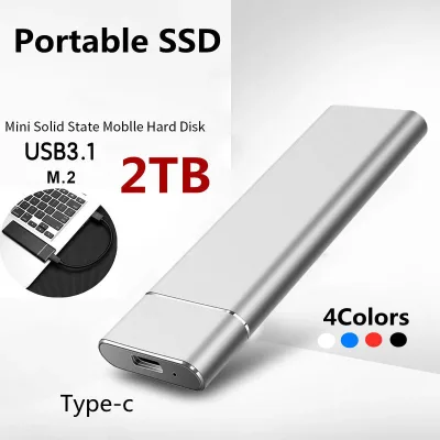 New Mini 2TB SSD High Speed Portable External M.2 Solid State Disk Mass Storage USB 3.1 Type-C Interface 2TB / 1TB Memory Metal Material Plug and Play (1)