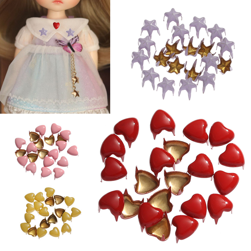 HIYRCH STORE 20Pcs 5/6mm Star Buckles Heart Buckles Handmade Sewing Accessories Decor Love Buttons Buckles Doll Clothing