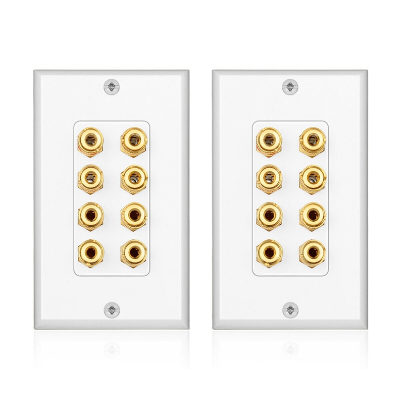 2X 8 Posts Speaker Wall Plate Home Theater Wall Plate Audio Panel for 4
