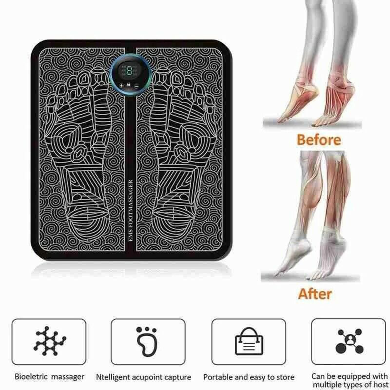 ภาพประกอบคำอธิบาย 【COD】electric foot massager Multi-fonal massage cn electric foot massager leg massage pad electric foot massage pad feet acture stimr