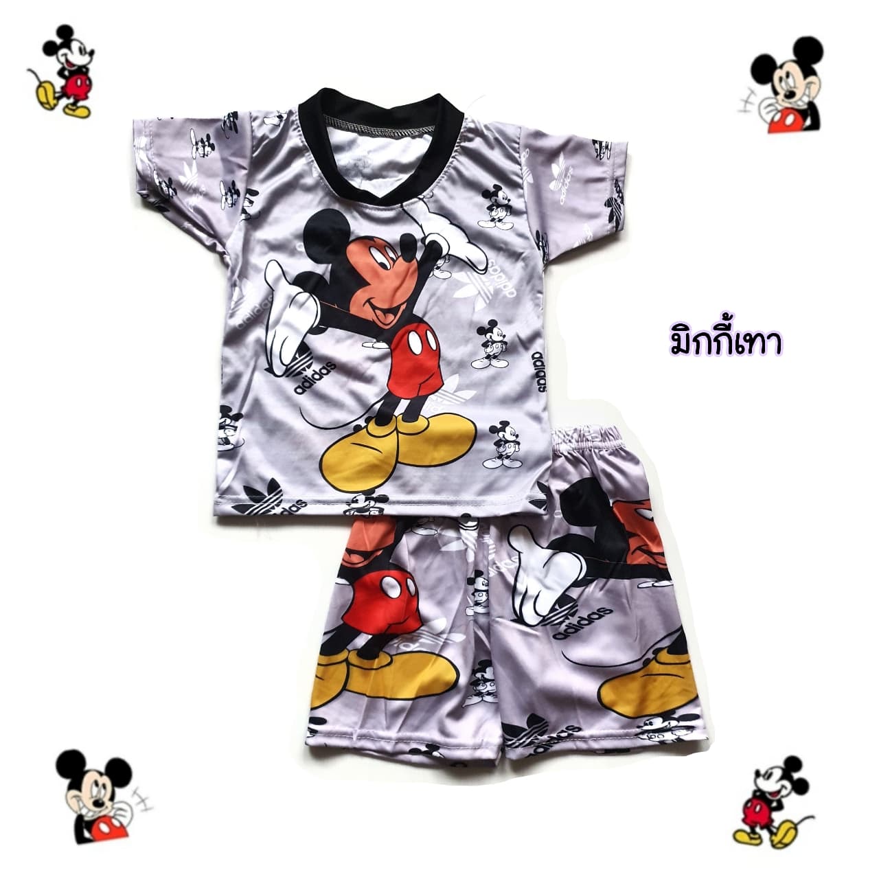 New ชุดเด็กแขนสั้น รุ่นผ้าลื่น ลายการ์ตูนสุดฮิต size s น้ำหนักไม่เกิน 12 โล