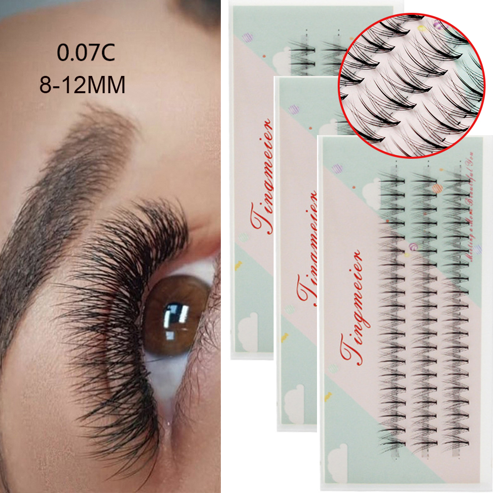 WEANBU7 60Pcs คลัสเตอร์ Ultra-บาง Fluffy Premade ขนตาปลอมเพิ่มความหนา Extension แต่ละที่ติดขนตาช่อขนตา Mink ขนตาปลอม