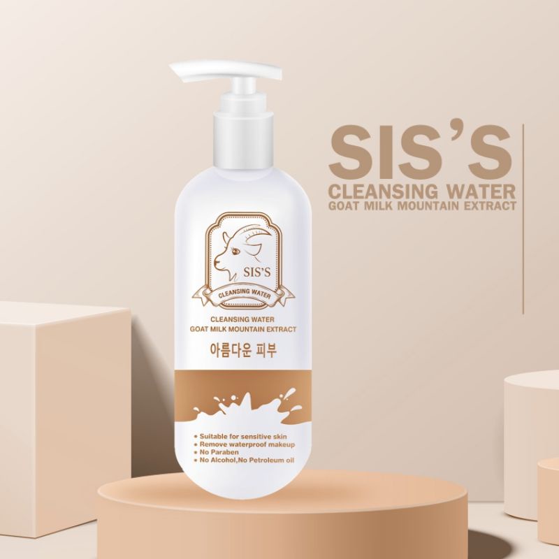 คลีนซิ่งนมแพะ SIS'S Cleansing Water Goat Milk เช็ดเครื่องสำอาง 200ml.