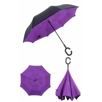 ร่มกลับด้าน 2 ชั้น มือจับตัว C กันแดดUV Reverse Umbrella (purple) ร่มกลับด้าน 2 ชั้น มือจับตัว C กันแดดUV Reverse Umbrella (purple)