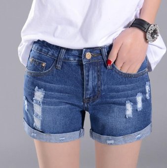A Piatter Korean Women Were Thin Denim Shorts Dark Blue - Intl July 2018 - 3 A piatter Korean women were thin denim shorts Dark blue - intl - 3