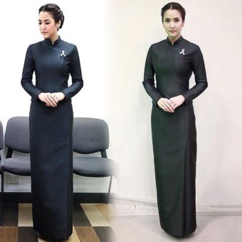 Dokpikul-ชุดไทยจิตรลดาแบบซิปหลัง จิตรดาสีดำ ราชปะแตนหญิง ไว้อาลัย สวยสง่าเรียบหรูเมื่อสวมใส่ - สีดำ Dokpikul-ชุดไทยจิตรลดาแบบซิปหลัง จิตรดาสีดำ ราชปะแตนหญิง ไว้อาลัย สวยสง่าเรียบหรูเมื่อสวมใส่ - สีดำ