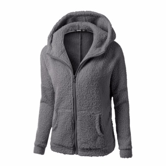 HengSong Women Fleece Long Sleeve Coat Hooded Hoodie Jacket Sweater Outwear Sweatshirt Dark Grey - Intl June 2018 - 2 HengSong Women Fleece Long Sleeve Coat Hooded Hoodie Jacket Sweater Outwear Sweatshirt Dark grey - intl - 2