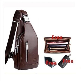 ดูภาพ High Quality Mens Chest Bag Korean Leather Crossbody Messenger Bagshoulder Chest Crossbody Sling Bag For Men (Brown) - intl เพิ่มเติม High Quality Mens Chest Bag Korean Leather Crossbody Messenger Bagshoulder Chest Crossbody Sling Bag For Men (Brown) - intl