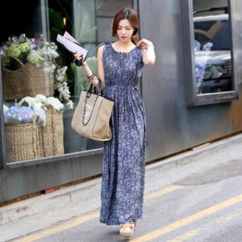 Jiayiqi Women's Long Maxi Dress Casual Floral Dress SleevelessO-neck Plus Size Blue - Intl April 2018 - 2 Jiayiqi Women's Long Maxi Dress Casual Floral Dress SleevelessO-neck Plus Size Blue - intl - 2